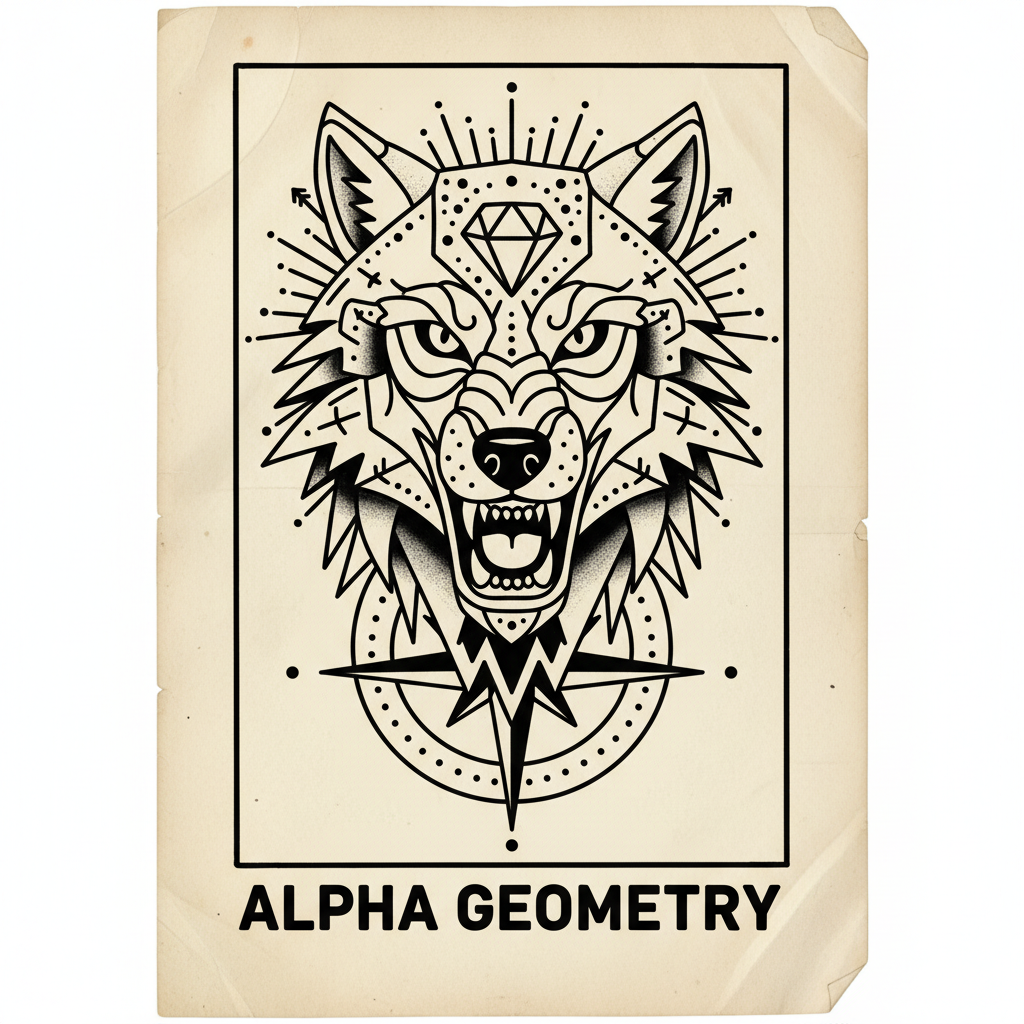 Bold geometric black tattoo design on white paper