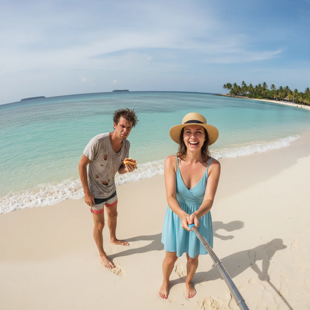 Beach photo with ex-partner on the left side