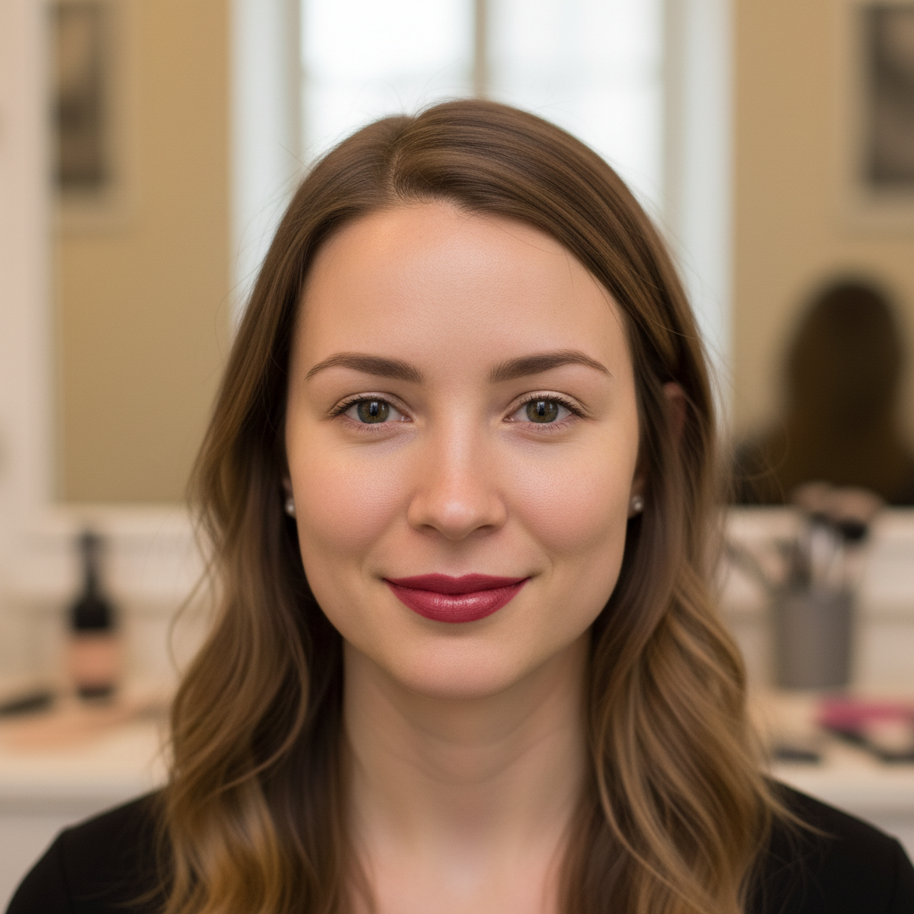 Same woman with soft romantic bridal makeup transferred from inspiration photo