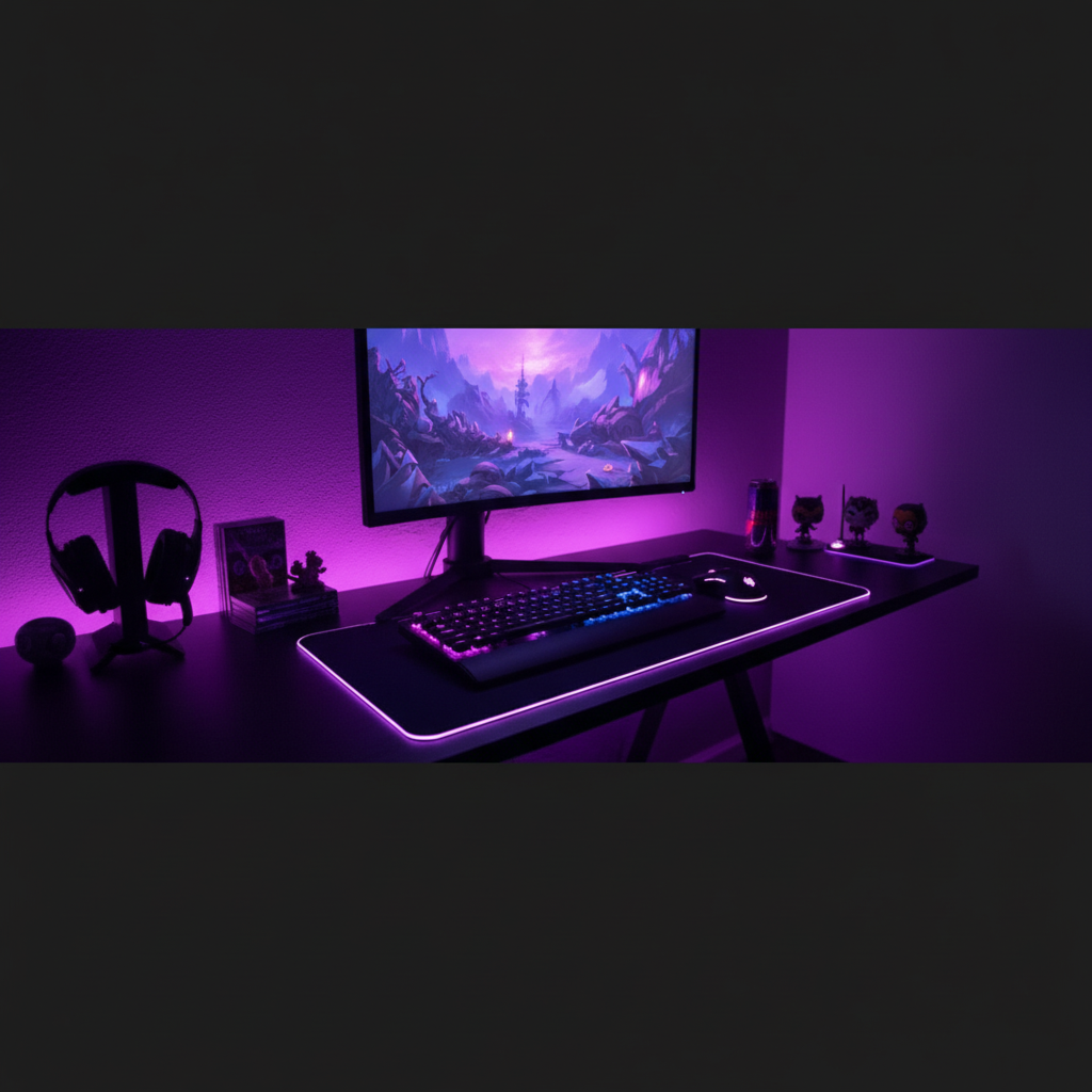 Wide panoramic banner with extended gaming setup