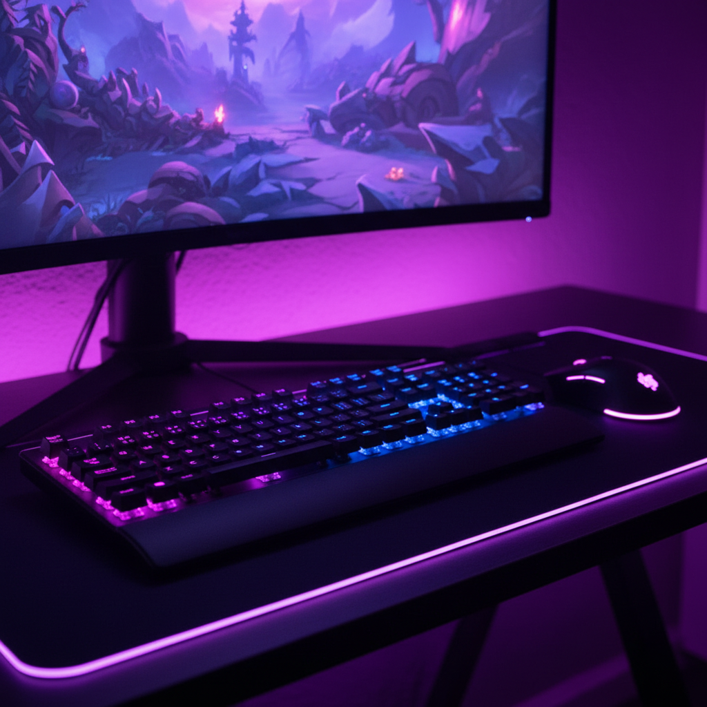 Square gaming setup photo cropped tightly