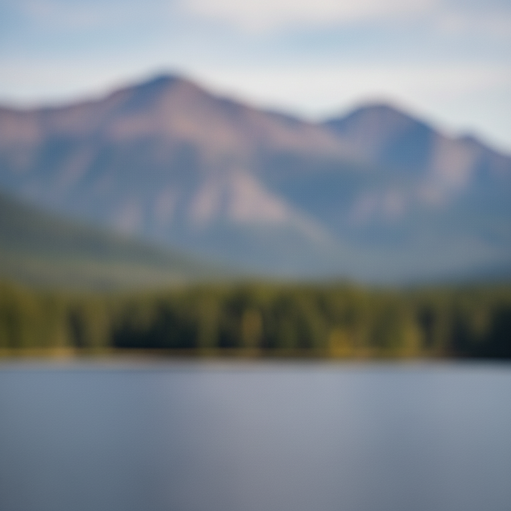 Sharp landscape with clear mountain details and water texture