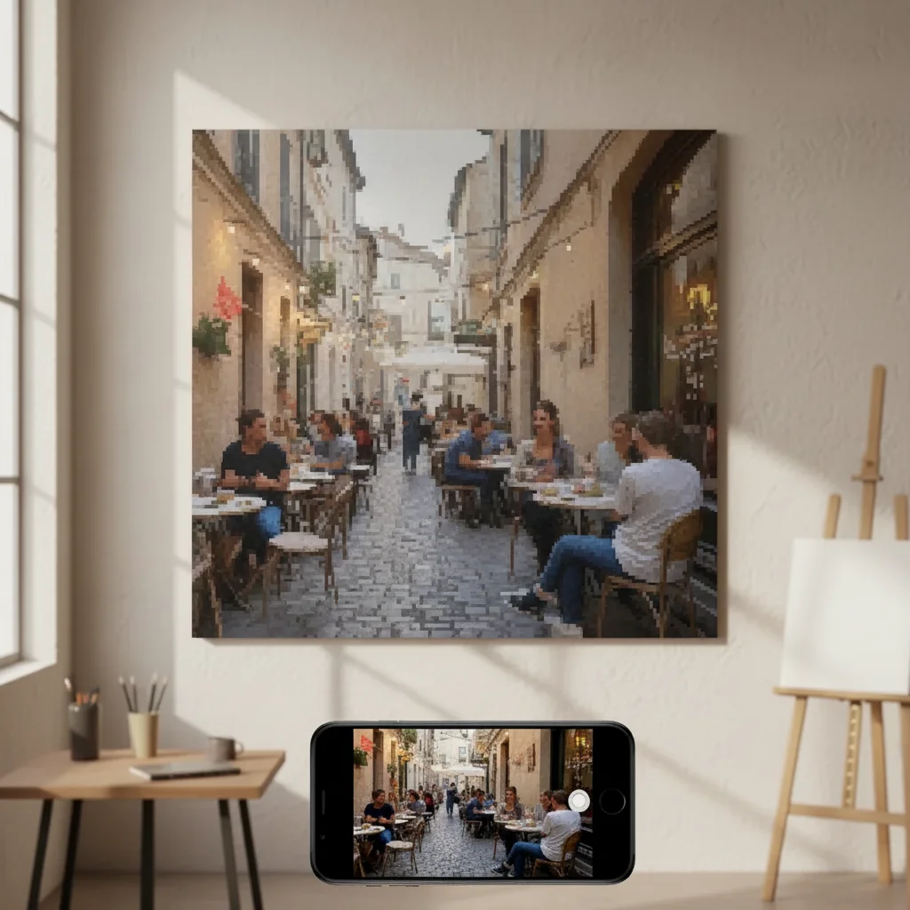 Same landscape upscaled with smooth gradients and sharp mountains