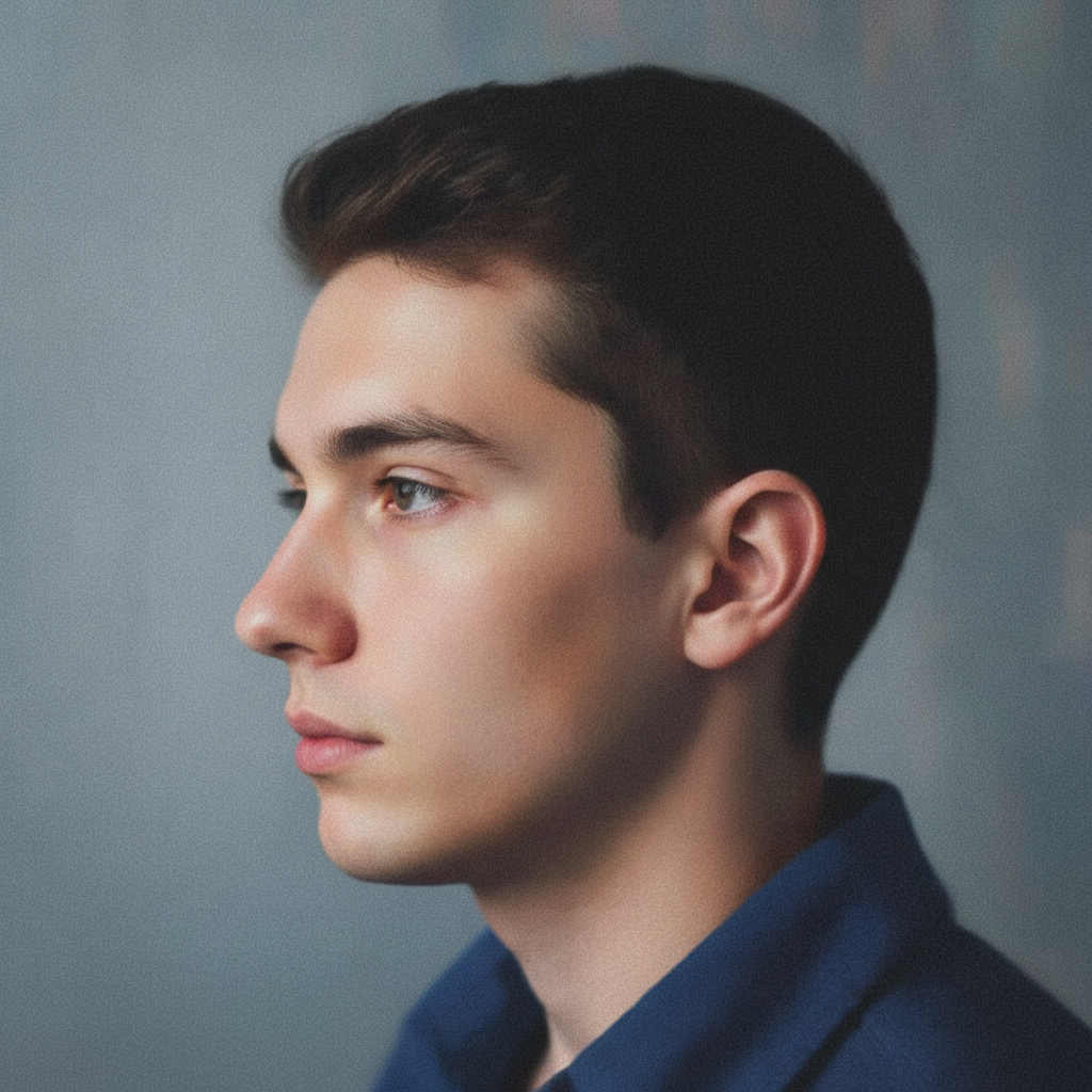 Same profile picture upscaled with clear facial details