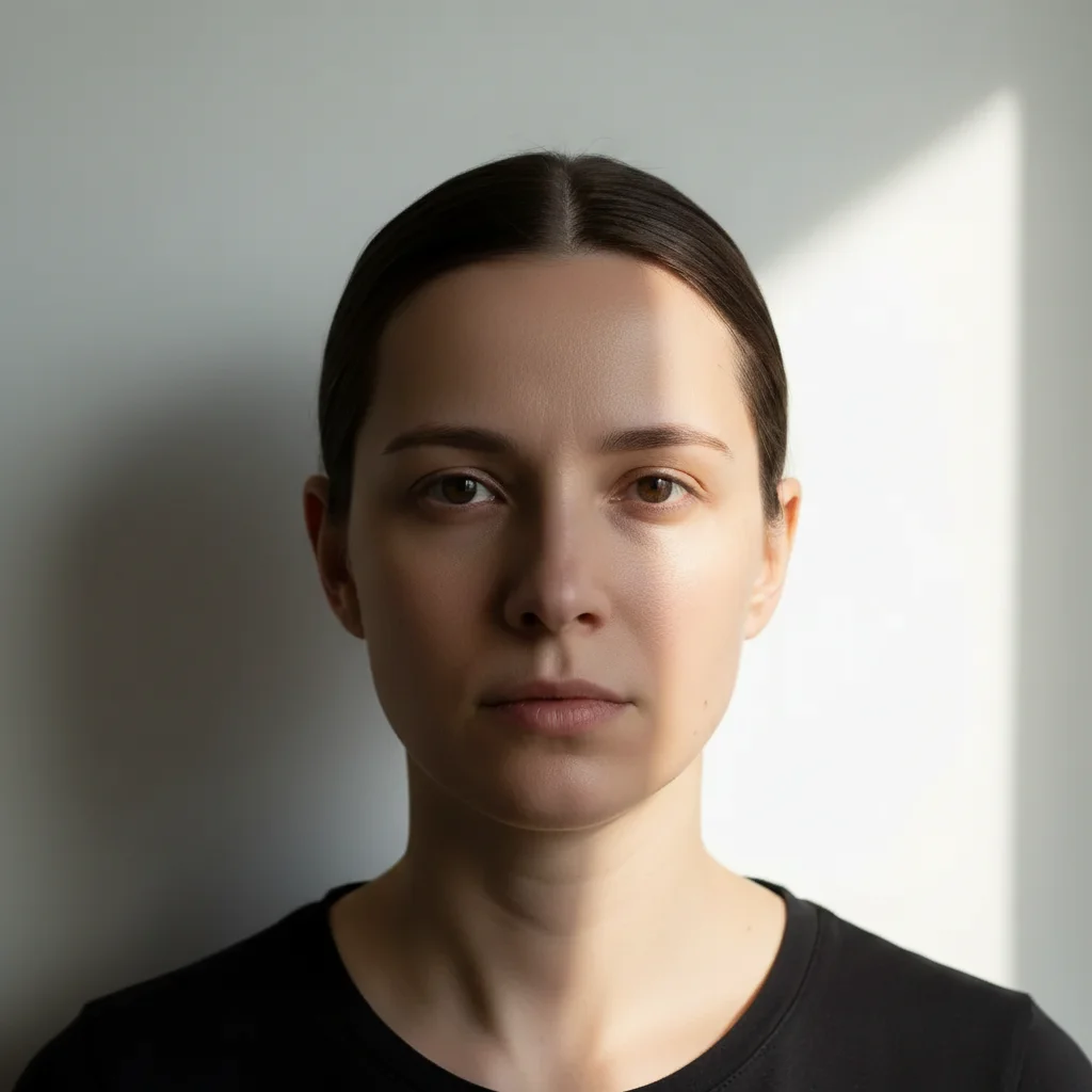 Same photo with even lighting across entire face, no shadows