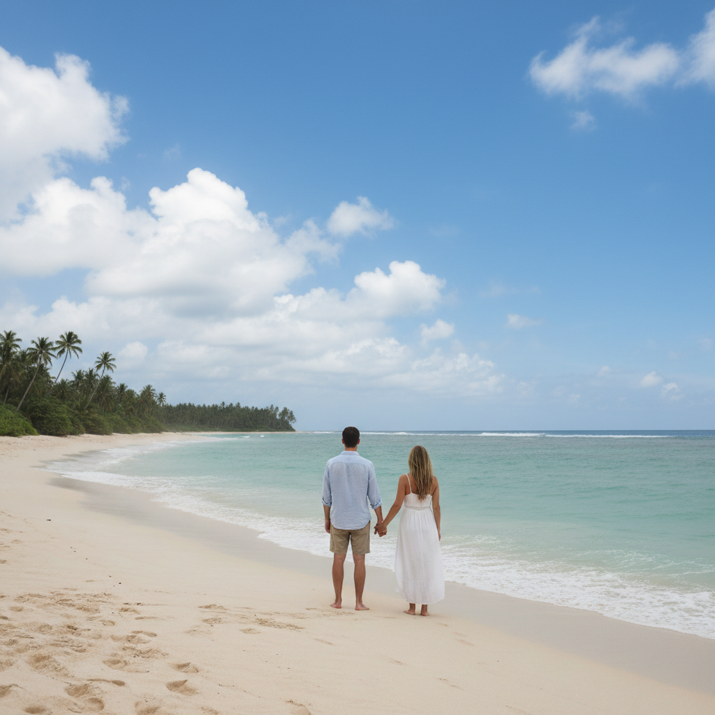 Same beach photo with beautiful blue sky