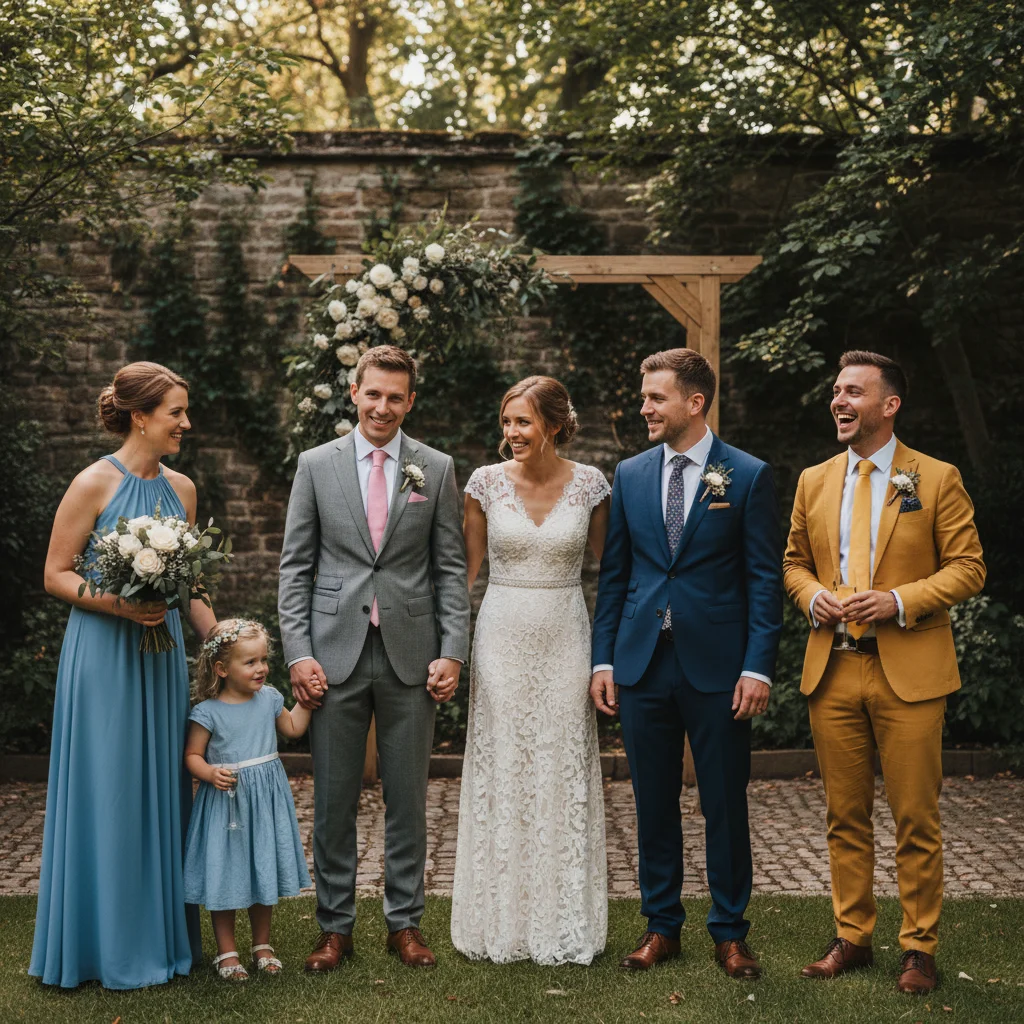 Reception photo with harsh shadows under eyes and nose