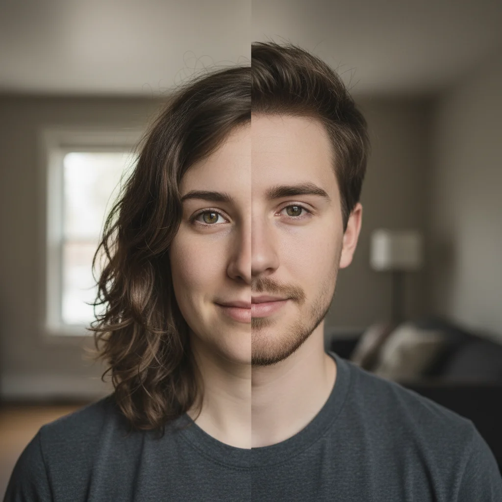 Original photo before show what you would look like as the opposite gender