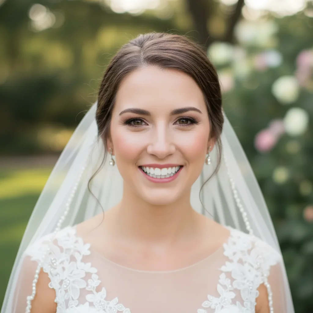 Bride with radiant naturally white smile