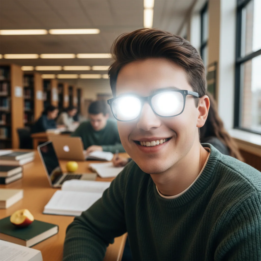 Student portrait with visible acne and blemishes